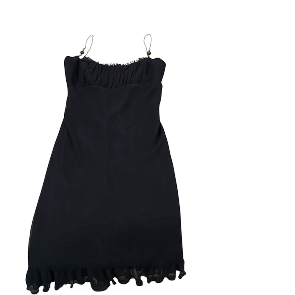 Abs By Allen Schwartz Womens Slip Dress Black Scoop Neck beaded straps - Picture 3 of 16